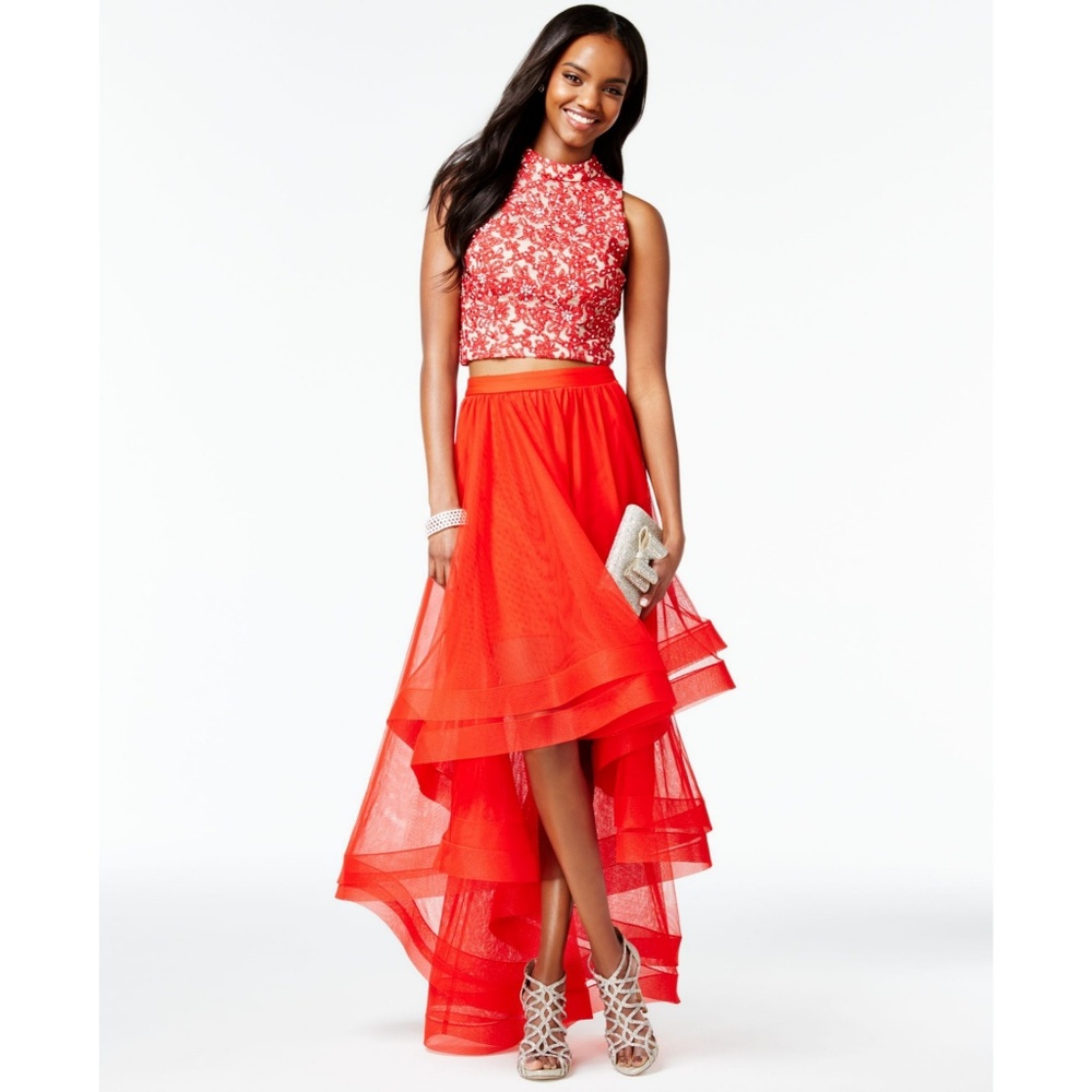 Say Yes to Prom | Red 2 Piece Highlow Dress | 9